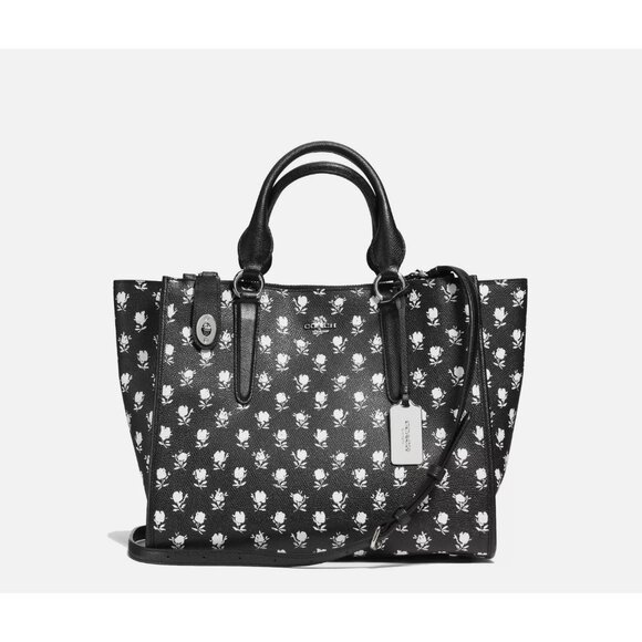 Coach Crosby Carryall Satchel in Floral Crossgrain Leather Crossbody Purse Bag - Picture 2 of 16